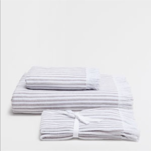 Zara Bath Home Velvet Gray Striped Hand Towel Fringe Poshmark